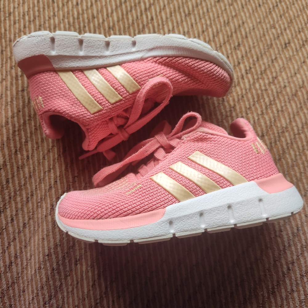 Adidas Kids Pink and Gold Sneakers